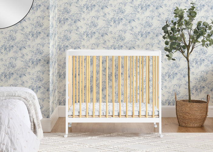 Mia Portable Folding Mini Crib with 1.5-Inch MattressBianca White with Natural (123)