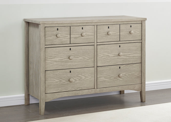 Farmhouse 6 Drawer Dresser with Interlocking DrawersTextured Limestone (1340)