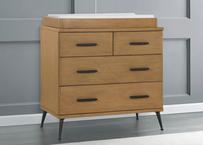 Sloane 4 Drawer Dresser with Changing Top and Interlocking DrawersAcorn with Matte Black (786)