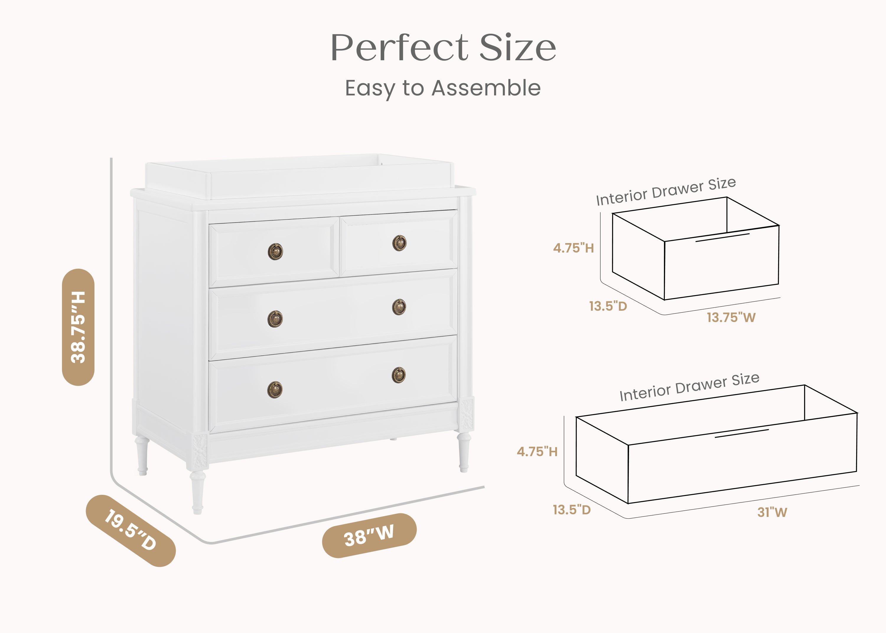 Heritage 4 Drawer Dresser with Changing Top and Interlocking Drawers Heritage 4 Drawer Dresser with Changing Top and Interlocking Drawers