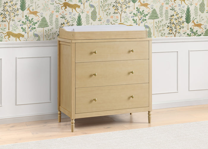 Serena 3 Drawer Dresser with Changing Top and Interlocking DrawersNatural Sandstone (1544)