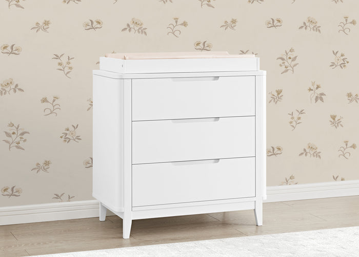 Noah 3 Drawer Dresser with Changing Top and Interlocking DrawersBianca White (130)