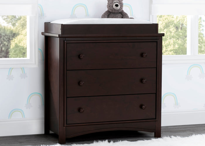 Perry 3 Drawer Dresser with Changing Top and Interlocking DrawersWalnut Espresso (1324)