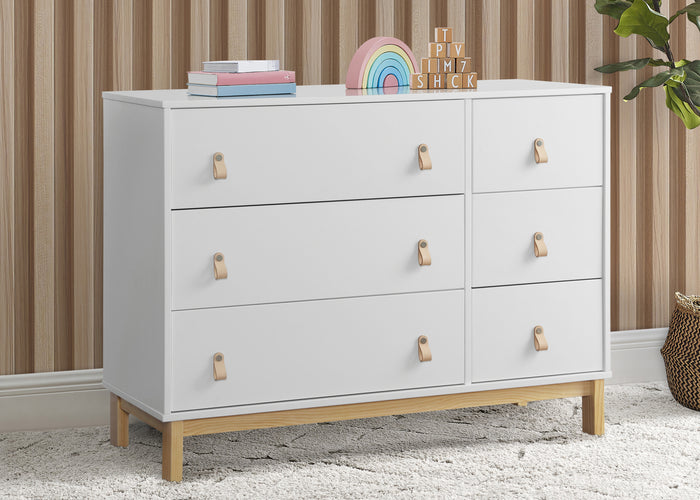babyGap Legacy 6 Drawer Dresser with Leather Pulls and Interlocking DrawersBianca White with Natural (123)