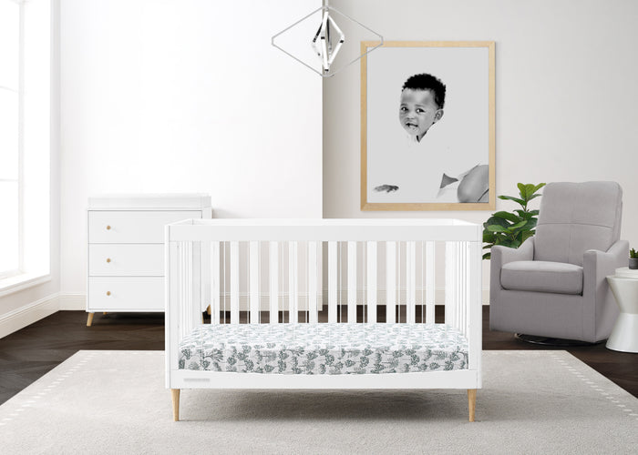 Austin Acrylic 4-in-1 Convertible CribBianca White with Natural (123)