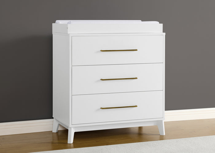 Spencer 3 Drawer Dresser with Changing Top and Interlocking DrawersBianca White (130)