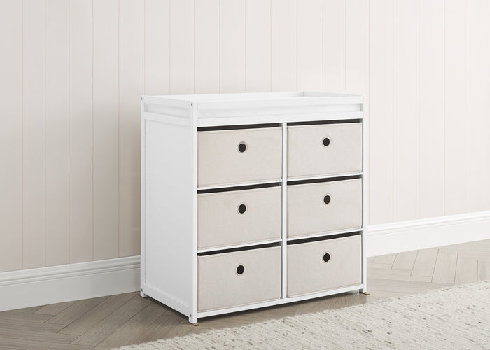 Hayes Fabric Bin ChangerBianca White with Flax (769)