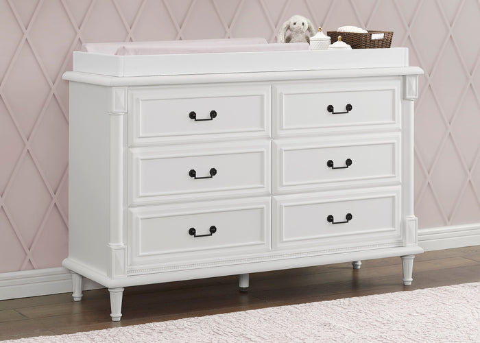 Juliette 6 Drawer Dresser with Changing Top and Interlocking DrawersBianca White (130)