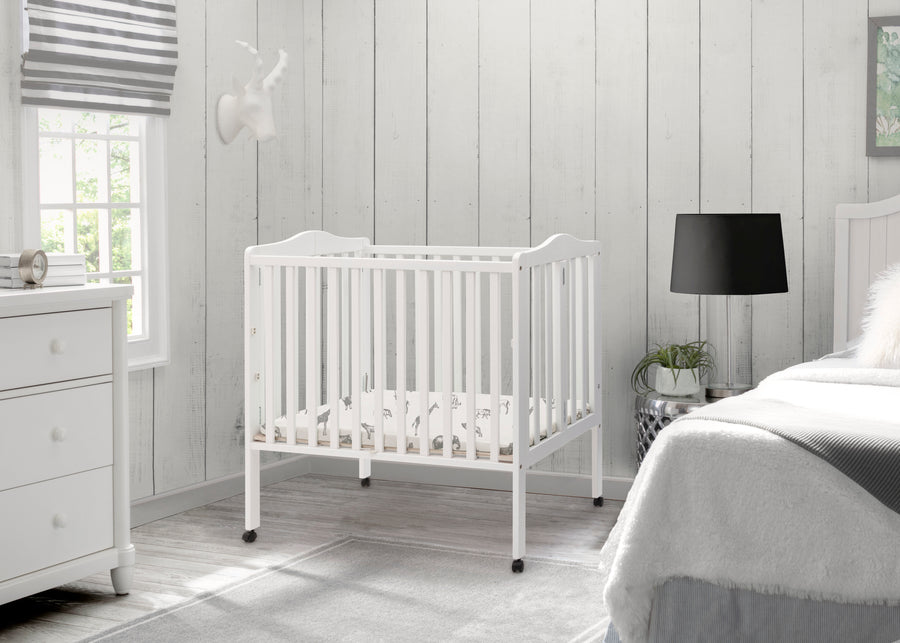 White (100) 23-Folding Portable Mini Baby Crib with 1.5-inch Mattress
