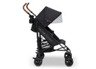 Black stroller with wooden handle on a white background, featuring the Delta Children brand. 9-365 Plus Stroller