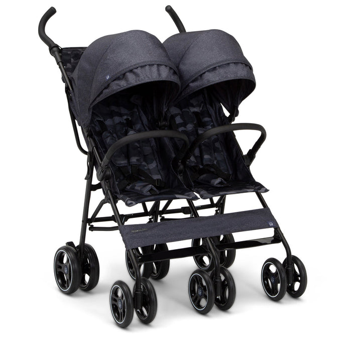 Black double stroller with two dark gray seats on a white background 8-babyGap Classic Side-by-Side Double Stroller