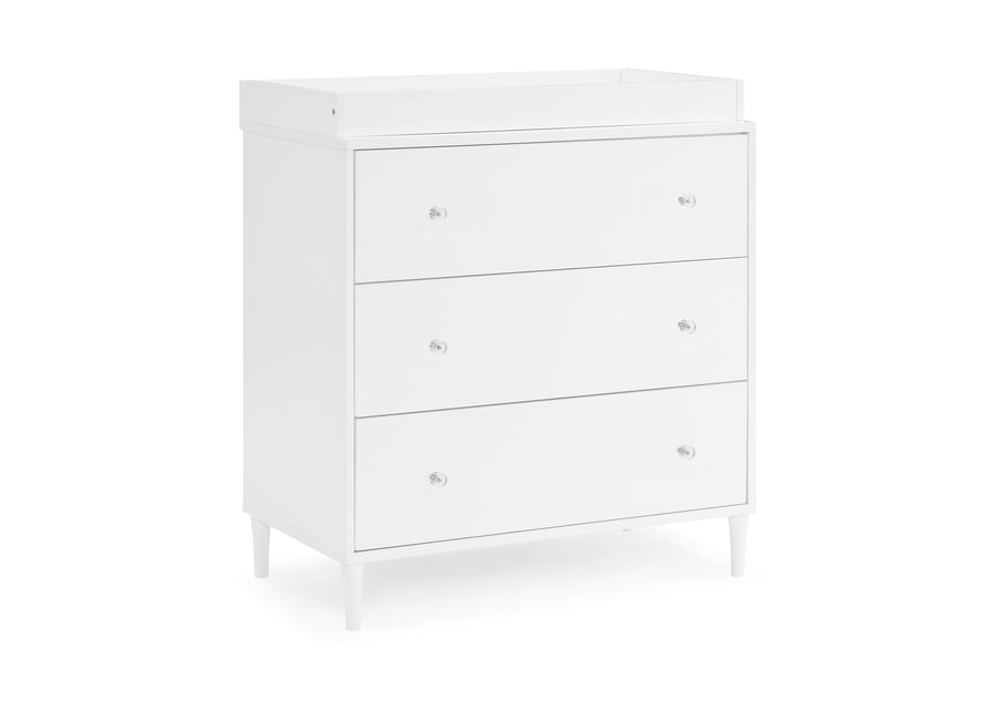 Bianca White (130) 10-Bowie 3 Drawer Dresser with Changing Top and Interlocking Drawers