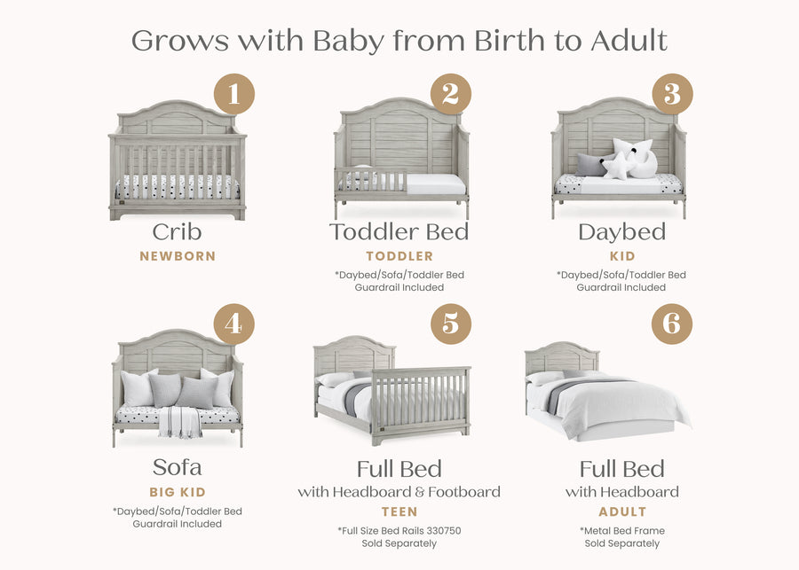 Rustic Mist (1373) 19-Asher 6-in-1 Convertible Crib