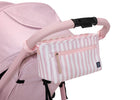 Pink striped organizer attached to a stroller on a white background 13-babyGap 2-in-1 Carriage Stroller