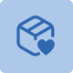 Blue icon of a box with a heart on a white background 1-Delta Children Package Protection