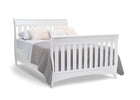 White crib with bedding and pillows on a white background 12-Bentley 'S' Series 4-in-1 Crib