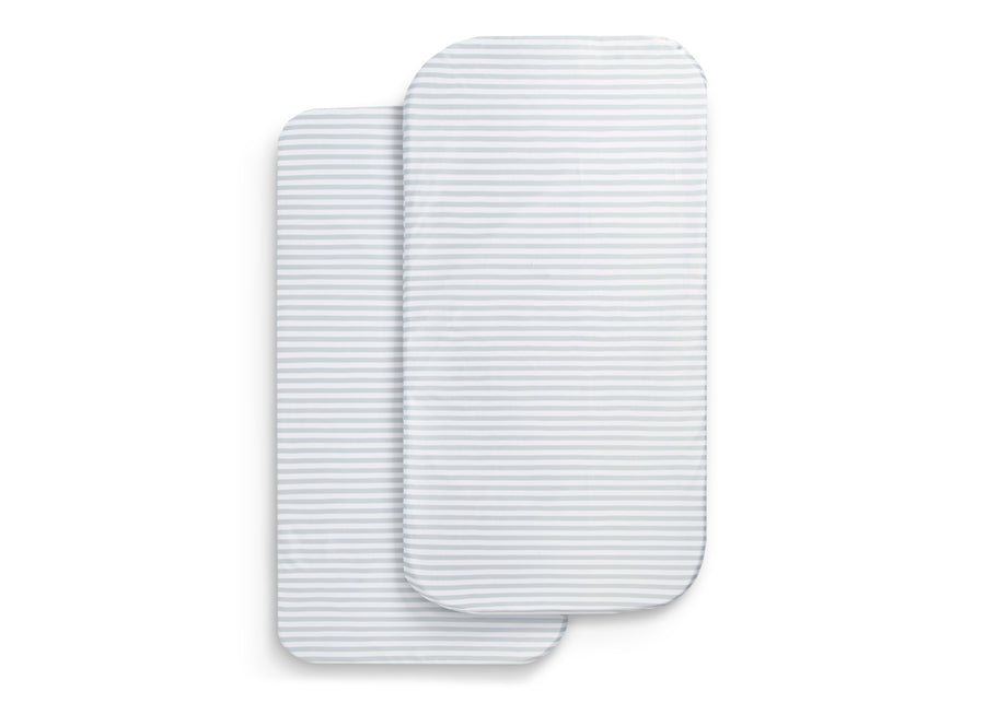 Grey Stripe (2395) 2-Fitted Bassinet Sheet Set, 2-Pack - Compatible with the Following Delta Children Bassinet: 25575