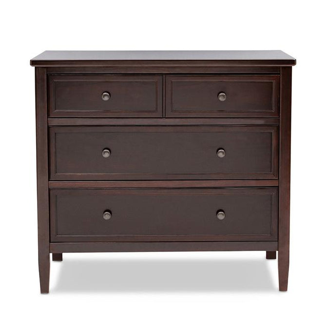 Dark wood dresser with four drawers on a white background 27-Epic 3 Drawer Dresser