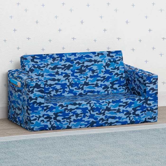208220W 5061 Cozee Chair Blue Camo Lifestyle 103 2-Cozee Flip-Out Sofa - 2-in-1 Convertible Sofa to Lounger for Kids
