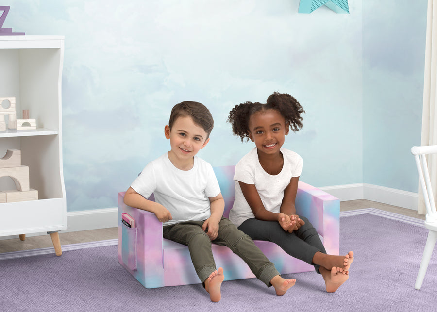 Blue & Pink Tie-Dye (5062) 6-Cozee Flip-Out Sofa - 2-in-1 Convertible Sofa to Lounger for Kids