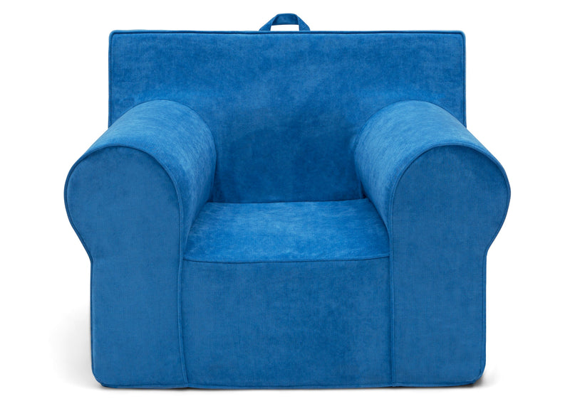 Blue children's chair with a soft texture on a white background 11-XL Cozee Foam Chair - Perfect Size for Kids Ages 18 Months - 12 Years+