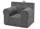 Gray children's chair with a suitcase lid on a white background 15-XL Cozee Foam Chair - Perfect Size for Kids Ages 18 Months - 12 Years+