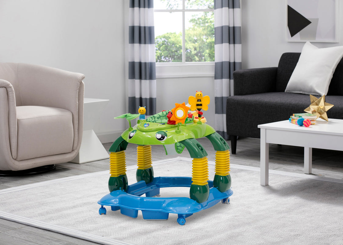 Toy walk-through station with animals in a living room setting