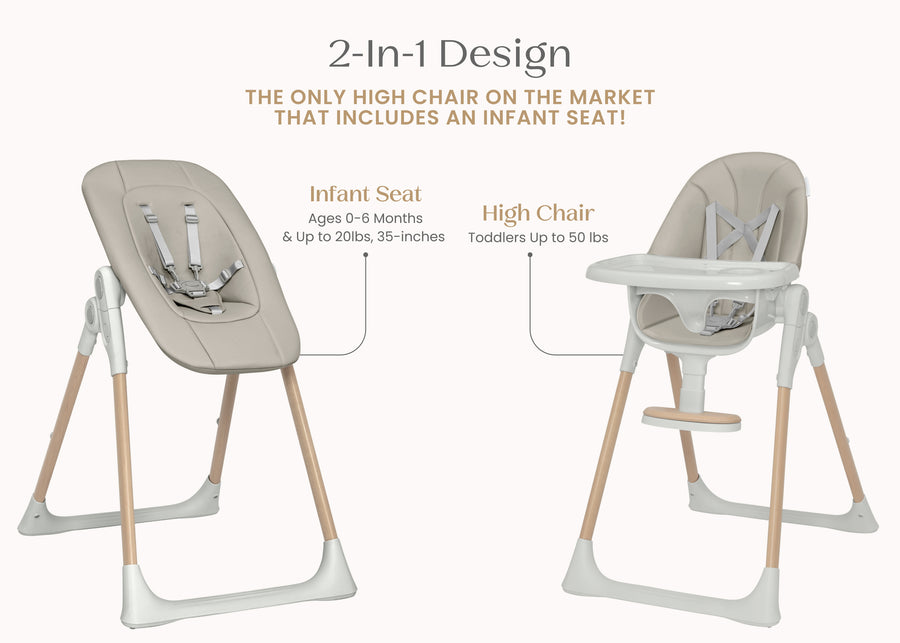 Taupe (2421) 3-Duet 2-in-1 High Chair and Infant Seat