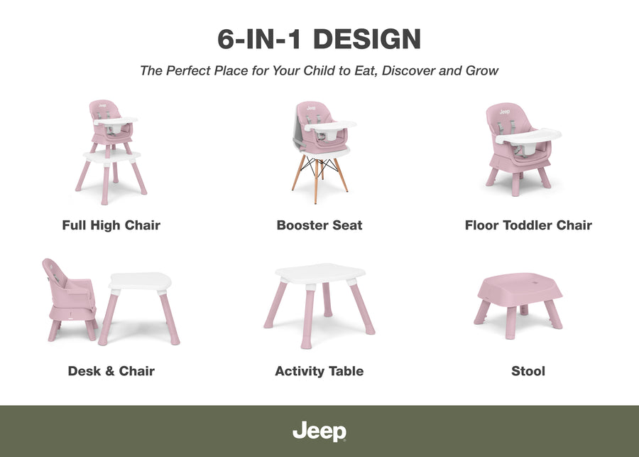 Light Pink (2515) 37-Milestone 6-in-1 High Chair