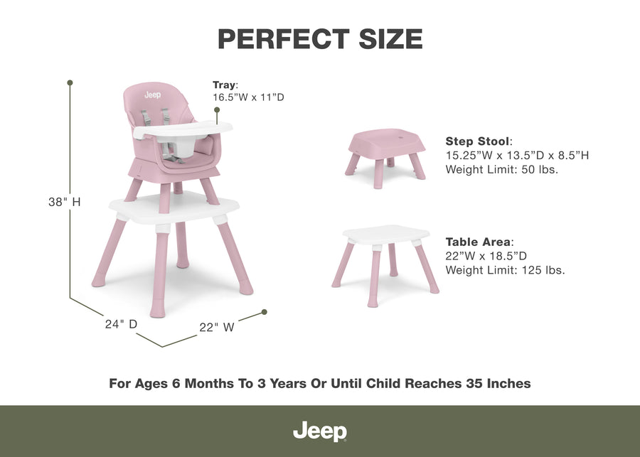 Light Pink (2515) 40-Milestone 6-in-1 High Chair