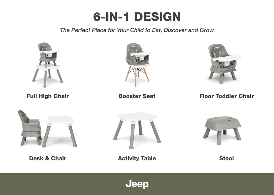 Light Grey (2516) 46-Milestone 6-in-1 High Chair