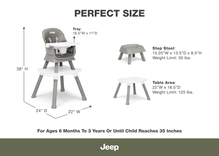 Light Grey (2516) 49-Milestone 6-in-1 High Chair
