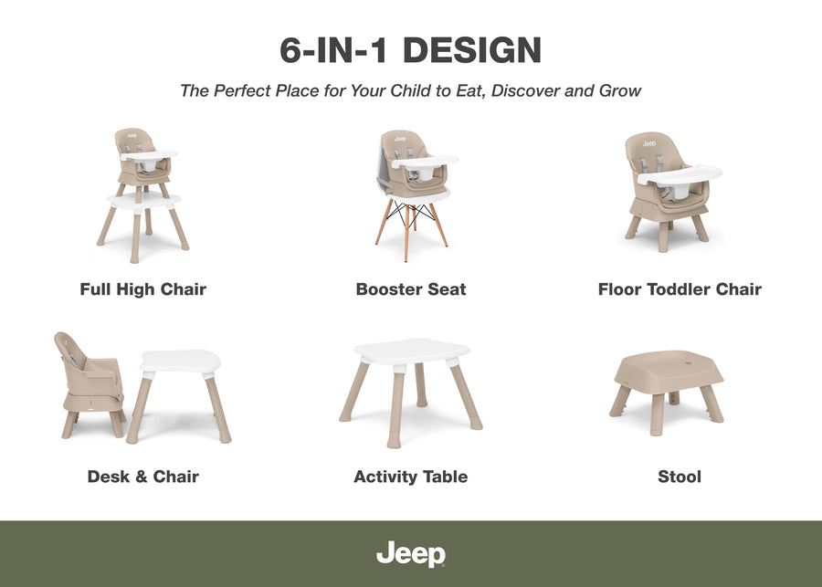 Light Tan (2517) 55-Milestone 6-in-1 High Chair