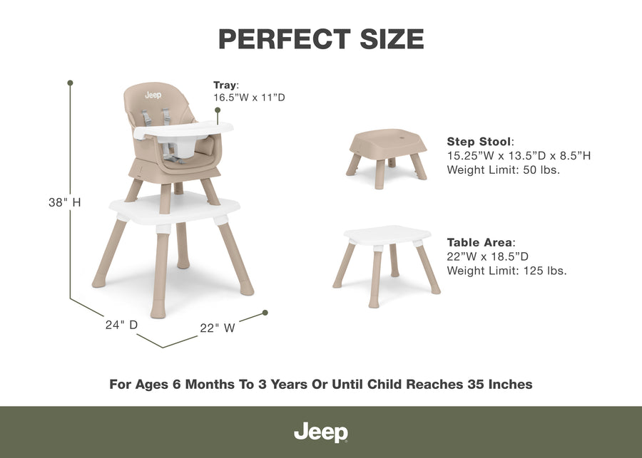 Light Tan (2517) 58-Milestone 6-in-1 High Chair