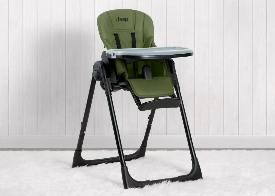 Jeep Classic Black Convertible 2-in-1 High Chair for Babies and Toddlers with Adjustable Height, Recline & Footrest