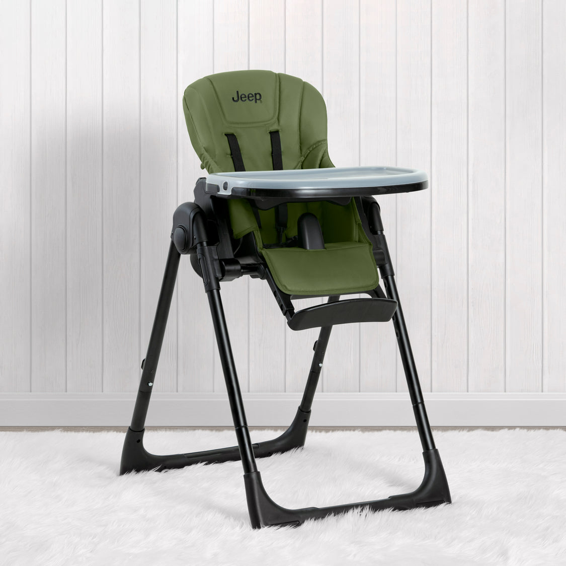 Jeep Classic Black Convertible 2-in-1 High Chair for Babies and Toddlers with Adjustable Height, Recline & Footrest