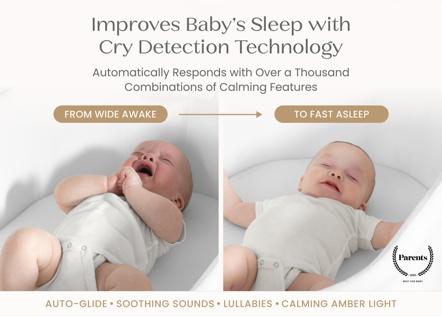 White (100) 3-Aero Smart Auto Glide Bassinet with Cry Detection & Bluetooth Wireless Technology