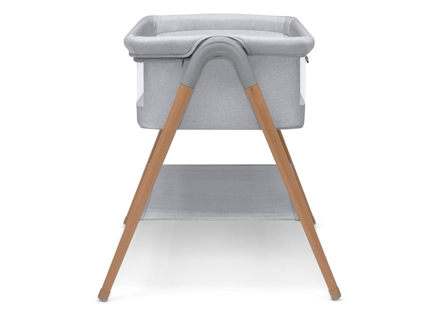Grey Stripe (2395) 5-Haven by the Bed Bassinet with Natural Beechwood Legs