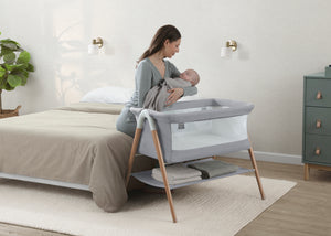 Dove Grey (2376) 0-Koi by the Bed Bassinet with Natural Beechwood Legs