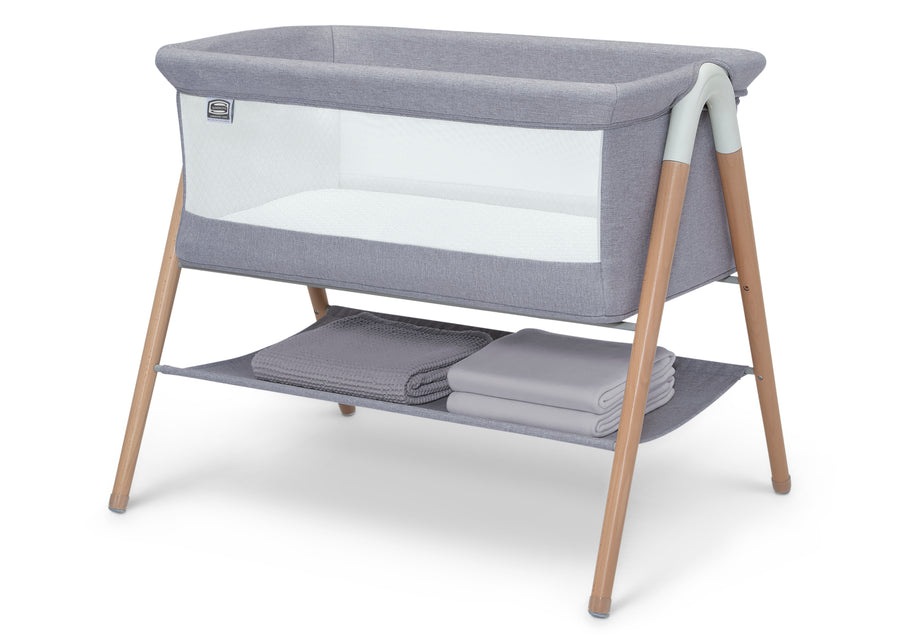 Dove Grey (2376) 4-Koi by the Bed Bassinet with Natural Beechwood Legs
