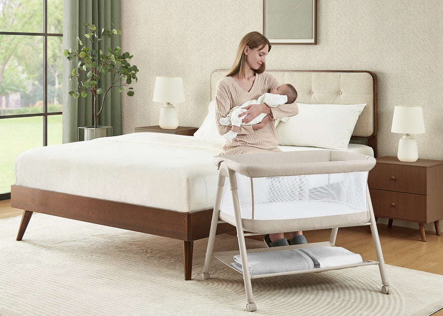 Tan (2470) 1-Haven AirFlow Bassinet with Breathable Mesh and Wheels