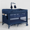Navy blue baby crib with mobile on a white background 8-babyGap Deluxe Play Yard