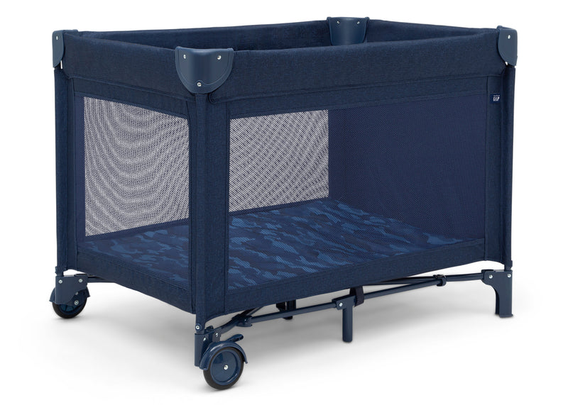 Navy blue children's playpen with wheels on a white background 9-babyGap Deluxe Play Yard