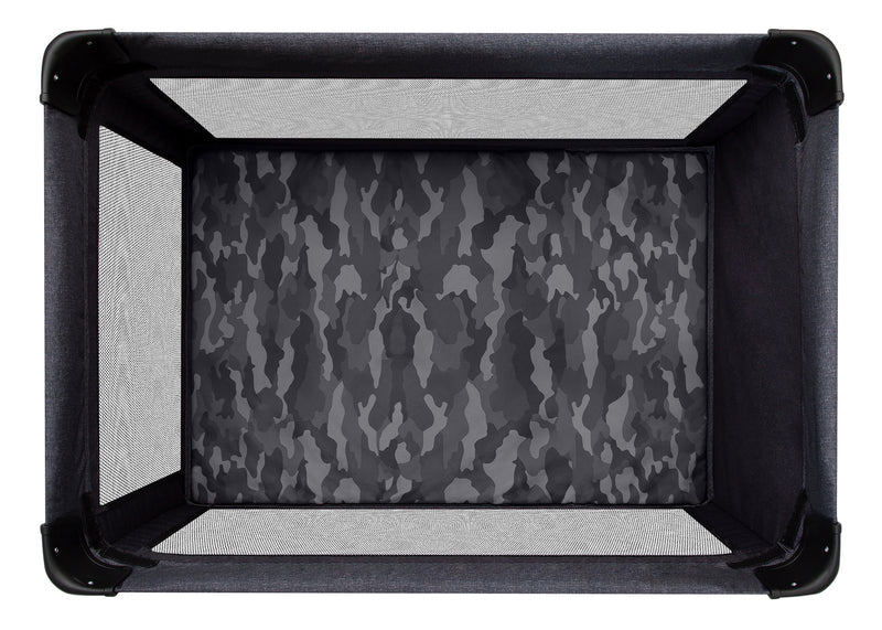 Black pet playpen with camouflage pattern on a white background 16-babyGap Deluxe Play Yard