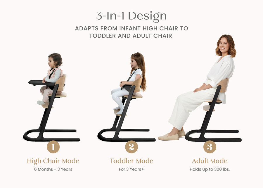 Black (001) 20-Versa Adjustable 3-in-1 High Chair