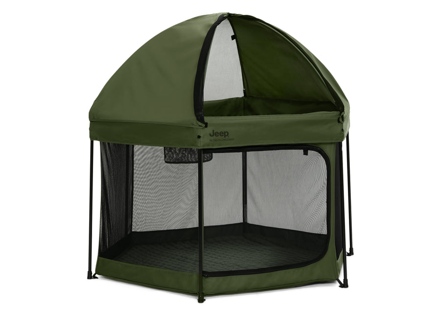 Black with Olive Green (2182) 3-Hexagon Pop Up Play Yard with Removable Canopy