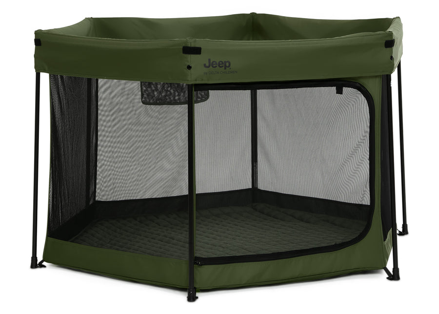 Black with Olive Green (2182) 4-Hexagon Pop Up Play Yard with Removable Canopy