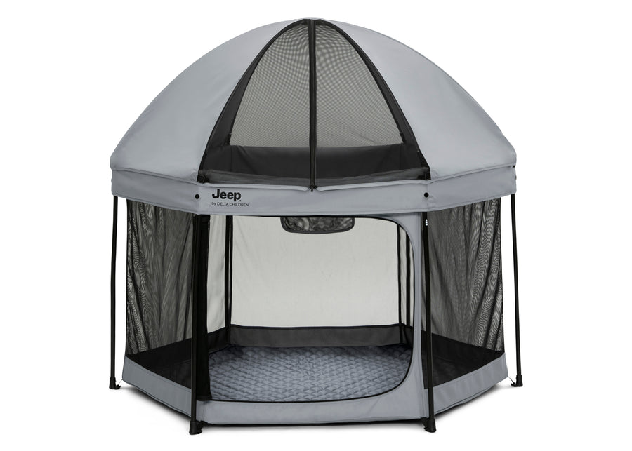 Grey (2459) 9-Hexagon Pop Up Play Yard with Removable Canopy