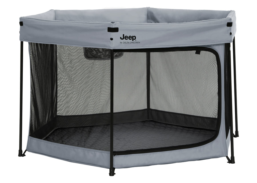 Grey (2459) 11-Hexagon Pop Up Play Yard with Removable Canopy