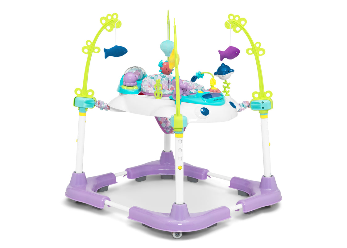 Children's activity center with colorful toys on a white background